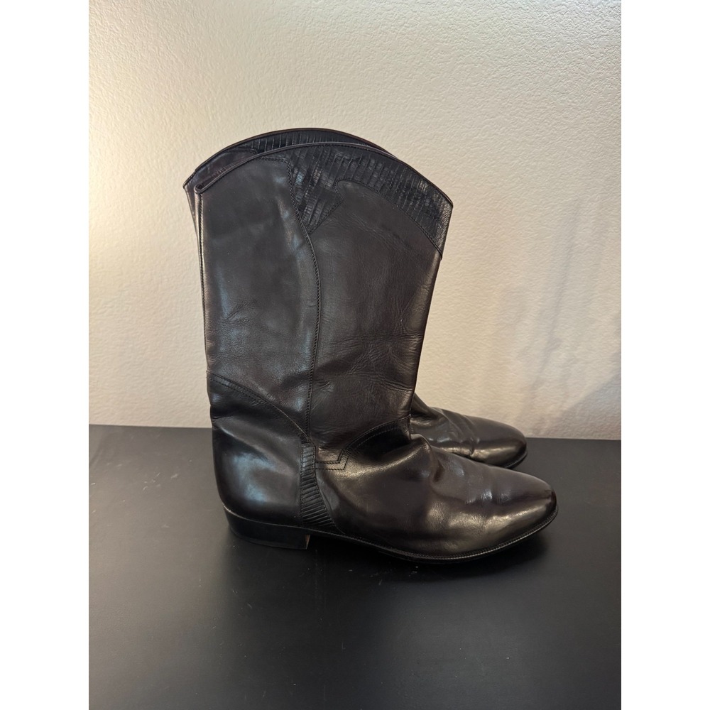 Lorenzo Banfi Men's 11.5 M Boot Black Leather Round Toe Mid Calf Cowbody Western - Picture 7 of 14